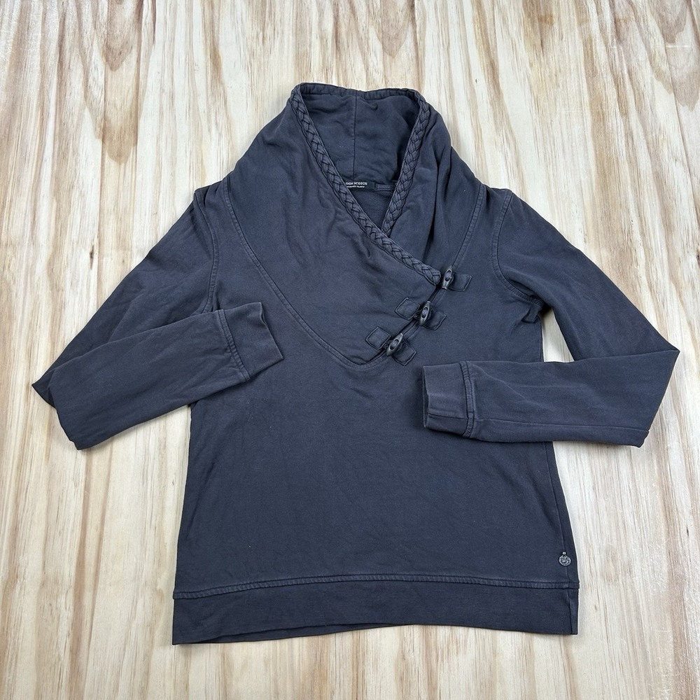 Maison Scotch Amsterdam Womens Size 1 Gray Cotton Cowl Neck Sweatshirt Pullover